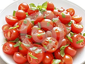 A vibrant tomato salad. A fresh and flavorful salad