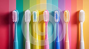 Vibrant Toothbrushes on Colorful and Isolated Backgrounds, Variety Display photo
