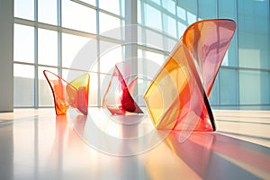 Vibrant Translucent Glass Forms in Modern Minimalist Setting