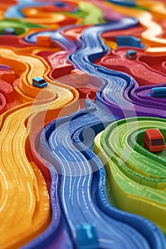 Vibrant transportation and logistics dynamic pathways and roads in a blurred background