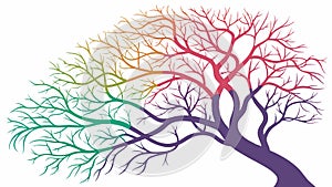Vibrant Tree with Colorful Root System and Branches, vector design Generative AI