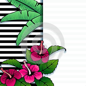 Vibrant tropical banner with hibiscus