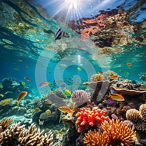 Vibrant Tropical Coral Reef: A Colorful Underwater Paradise