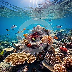 Vibrant Tropical Coral Reef: A Colorful Underwater Paradise