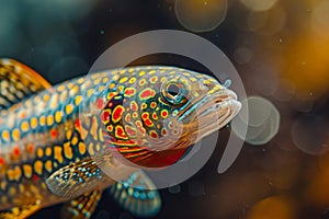 Vibrant Tropical Fish Swimming in Freshwater Aquarium with Natural Bokeh Background