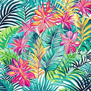 Vibrant Tropical Floral Pattern Inspired By Lilly Pulitzer