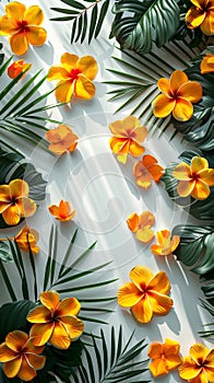 Vibrant tropical flower arrangement, ideal for festive or summer themed visuals. photo