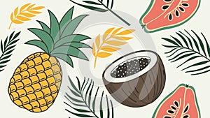 Vibrant Tropical Fruit Pattern for Design, vector design Generative AI