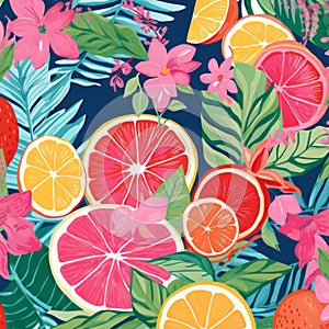 Vibrant Tropical Fruit Pattern Inspired By Lilly Pulitzer