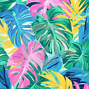Vibrant Tropical Leaf Pattern Inspired By Lilly Pulitzer