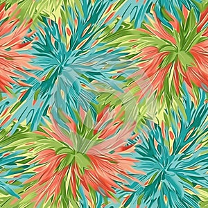 Vibrant Tropical Leaves Pattern in Vivid Colors