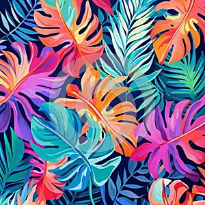 Vibrant Tropical Palm Leaves Pattern Inspired By Lilly Pulitzer