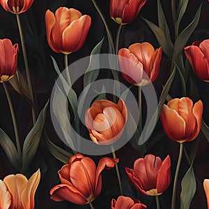 Vibrant Tulip Field - Seamless Floral Background for Creative Design