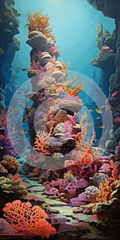 Vibrant Underwater Coral Scene Illustrations With Whimsical Digital Painting Style