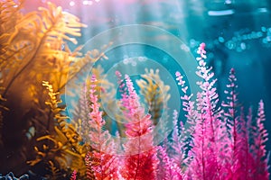 Concept Underwater Vibrant underwater scenery with stunning metaphysical oceanic colors and views photo