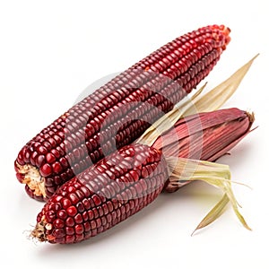 Siam Ruby Queen Thai red corn isolated on white background