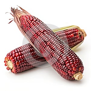 Siam Ruby Queen Thai red corn isolated on white background