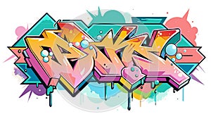 Vibrant Urban Graffiti Art on Wall with Colorful Splash photo