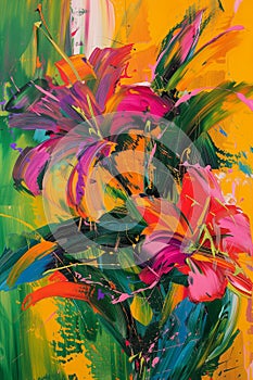 Vibrant Vase: A Burst of Color and Energy Through Tropical Palms