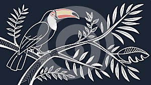 Toucan Bird On Branch Tropical Rainforest Wildlife Jungle Vector Art, vector design Generative AI photo