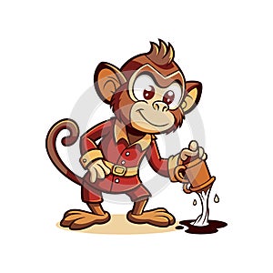 Hydrated Monkey Thrifting Vector Design