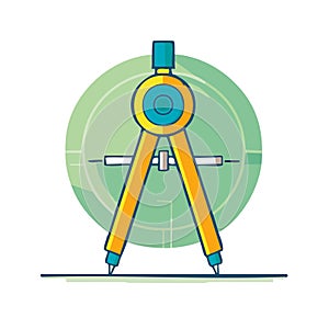 Vibrant vector drawing compass illustration for geometry and technical design