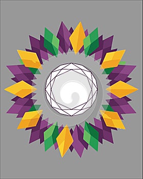 Mardi Gras Colors Abstract Diamond Frame Vector