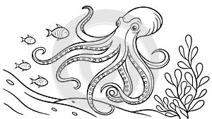 Detailed Octopus in Ocean Vector, Vibrant Marine Life, vector design Generative AI