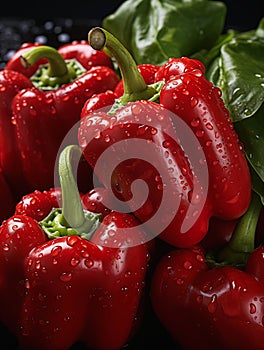 Vibrant Veggies: A Digital Banner of Red Peppers and Blue Grey B photo