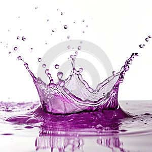 Violet water splashes isolated on white background