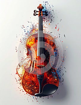 Vibrant Violin Symphony with Abstract Notes