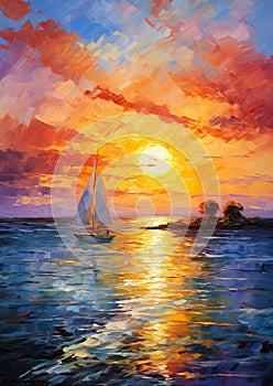 Vibrant Visions: A Captivating Sunset Sail with a Youthful Twist