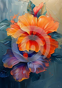 Vibrant Visions: A Dual-Toned Hibiscus Mural of Insane Quality a