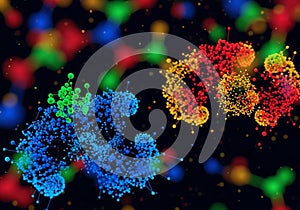 A vibrant visualization of interconnected nodes in various colors on