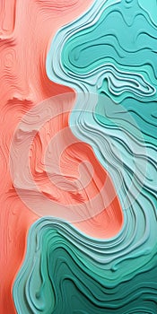 Accurate Topography 3d Paper Art In Blue, Orange, And Green Colors photo
