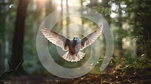 Vibrant Vray Render: Wings Of A Dove In The Enchanting Forest