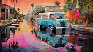 Vibrant Vw Bus Painting Inspired By Tatiana Suarez\'s Enigmatic Tropics