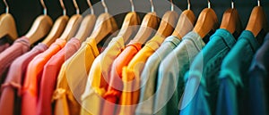 Vibrant Wardrobe Selections Colorful Outfits Displayed In Closets Or Shopping Mall Ad