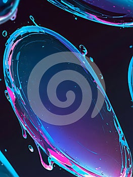 Vibrant water bubbles against a black background