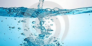 Water blast with bubbles in blue