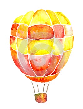 Vibrant watercolor aerostat. Hand painted. Isolated element.