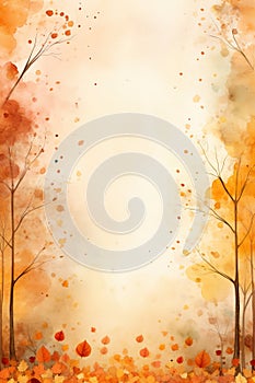 Vibrant Watercolor Autumn Background. Generative Ai