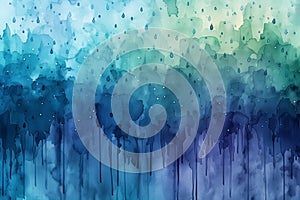 Vibrant watercolor blending depicting gentle rain on textured paper