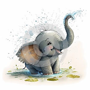 Cheerful Watercolor Cartoon Drawings: Brightness and Joy on Paper photo