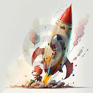 Cheerful Watercolor Cartoon Drawings: Brightness and Joy on Paper photo