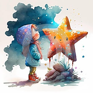Cheerful Watercolor Cartoon Drawings: Brightness and Joy on Paper photo