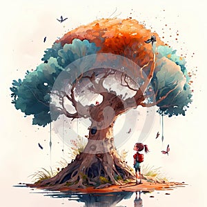 Cheerful Watercolor Cartoon Drawings: Brightness and Joy on Paper photo