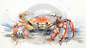 Vibrant Watercolor Crab Legs Scuttling and Pinching on White Background AI Generated