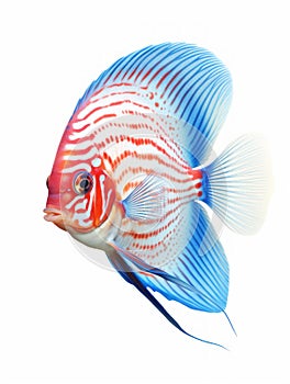 Vibrant Watercolor Discus Fish on White Background AI Generated