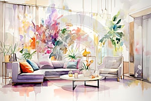 Vibrant Watercolor Explosion: Abstract Art with Dynamic Brushstrokes photo